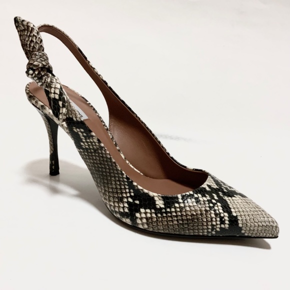 Tabitha Simmons Millie Snake Print Leather Slingback Pointed Toe Heeled Pumps 40 - Picture 11 of 16